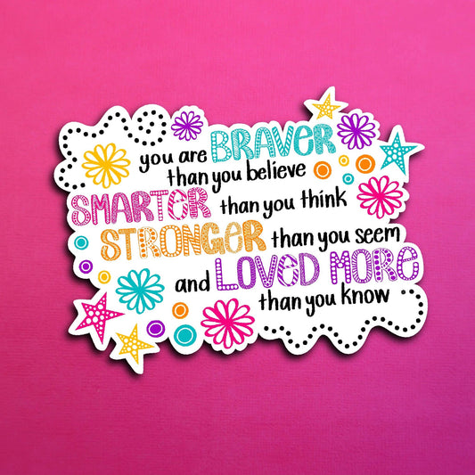Pink Loved More Quote Waterproof Sticker