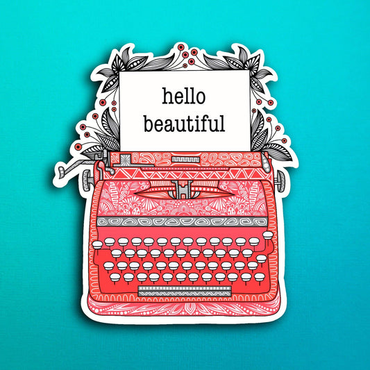 Red Typewriter Waterproof Sticker