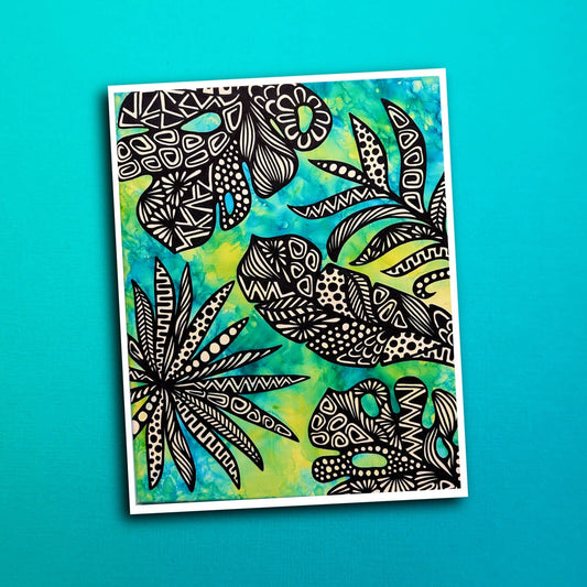 Ink leaf Collage Waterproof Sticker