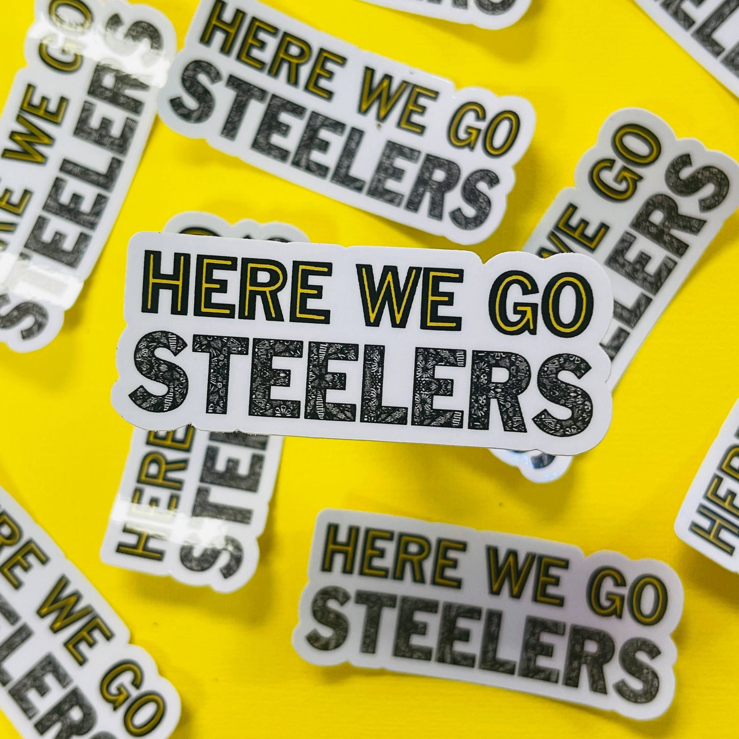 Mini Here We Go Steelers Pittsburgh Waterproof Sticker