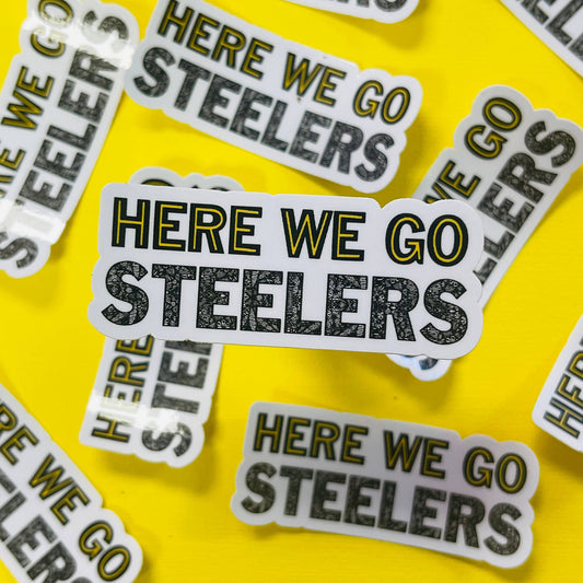 Mini Here We Go Steelers Pittsburgh Waterproof Sticker