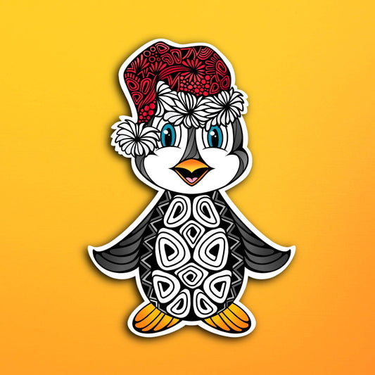 Santa Penguin Waterproof Sticker