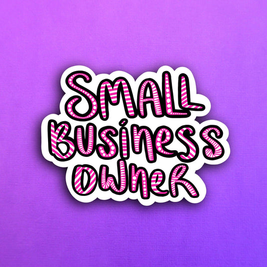 Pink Small Business Owner Waterproof Sticker