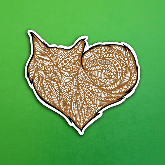 Brown Heart Cat Waterproof Sticker