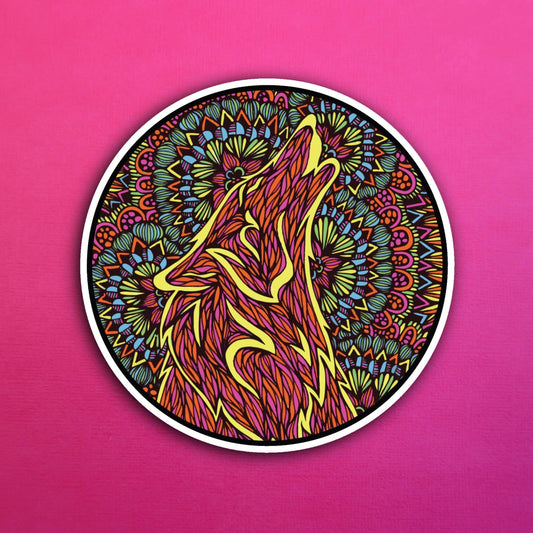 Neon Wolf Waterproof Sticker