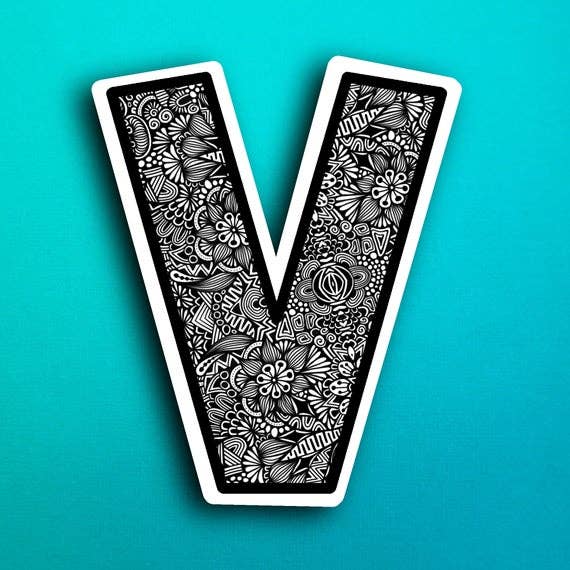 Block Letters V Small Block Letter V Waterproof Sticker – Zenspire Designs