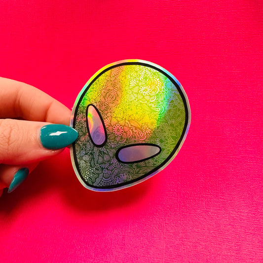 Holo Alien Waterproof Sticker