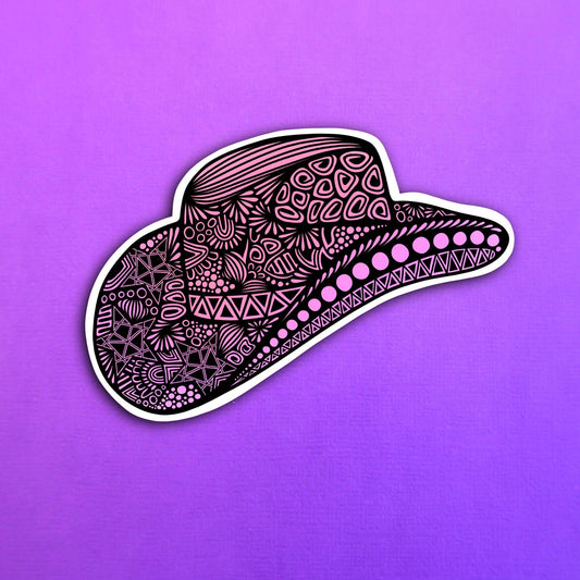 Pink Western Hat Waterproof Sticker