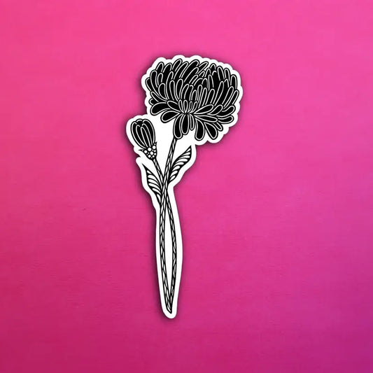 BW Chrysanthemum November Birth Flower Waterproof Sticker