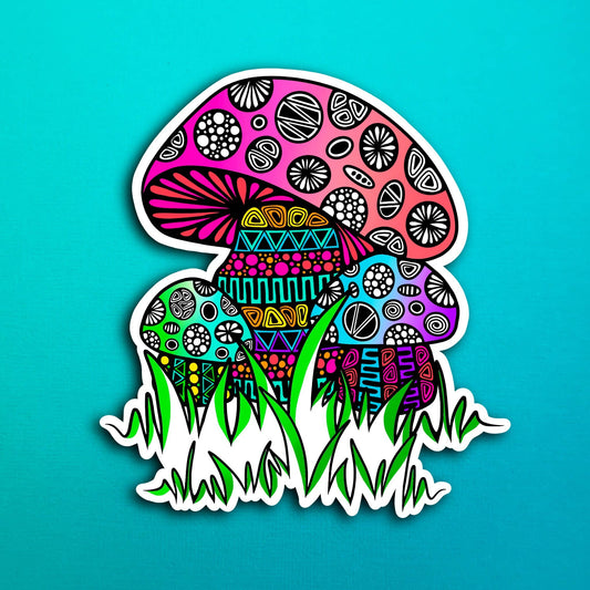 Groovy Mushrooms Waterproof Sticker