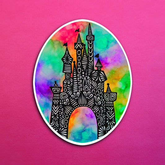 Ink Oval Castle Waterproof Sticker