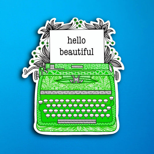 Green Typewriter Waterproof Sticker