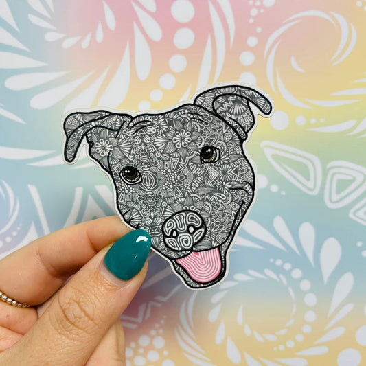 Misprinted Gray Pit bull Waterproof Sticker