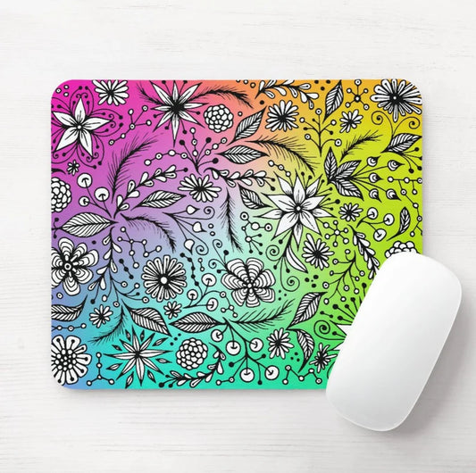 Rainbow Doodle Mouse Pad