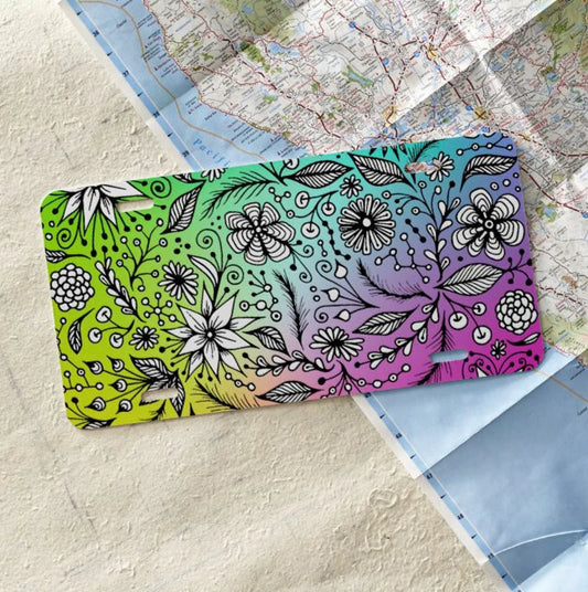 Doodle Floral Front License Plate