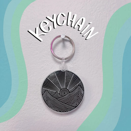 BW Mountain Acrylic Keychain