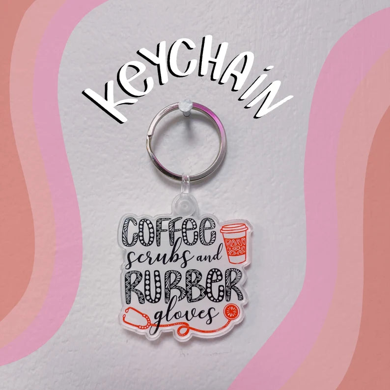 Coffee and Scrubs Acrylic Keychain