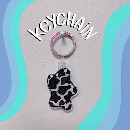Cow Print Acrylic Keychain