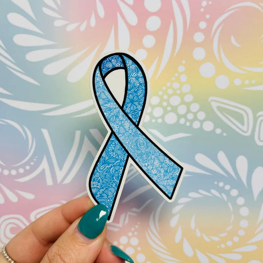 Misprinted Blue Ribbon Waterproof Sticker