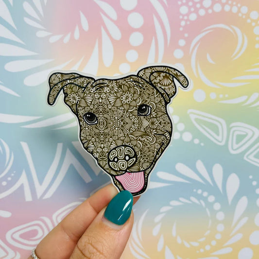 Misprinted Brown Pit bull Waterproof Sticker