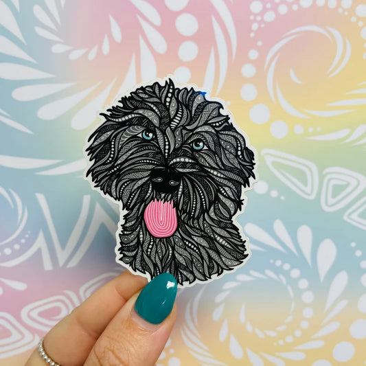 Misprinted Black Golden doodle Waterproof Sticker