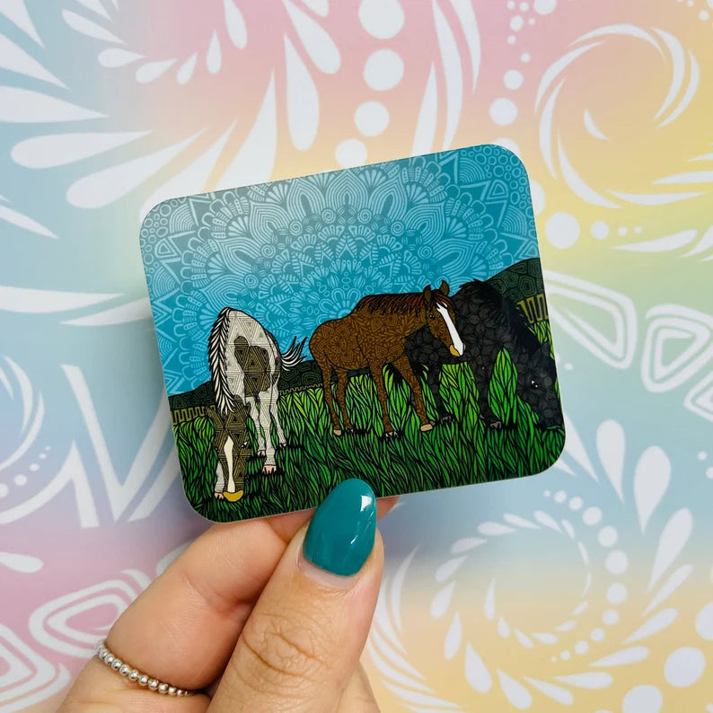 Misprinted 3 Horses Waterproof Sticker