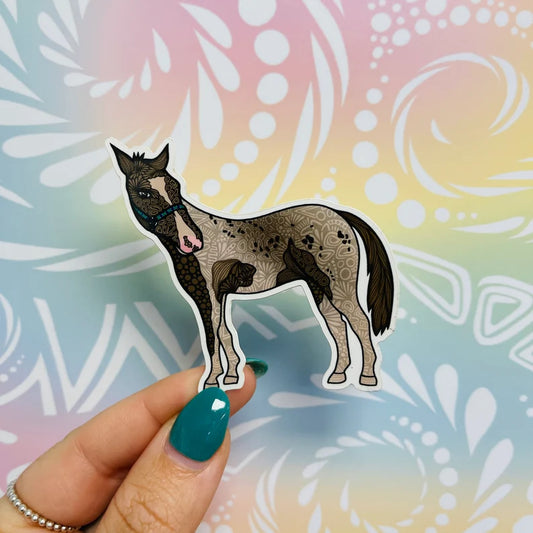 Misprinted Brown Horse Waterproof Sticker