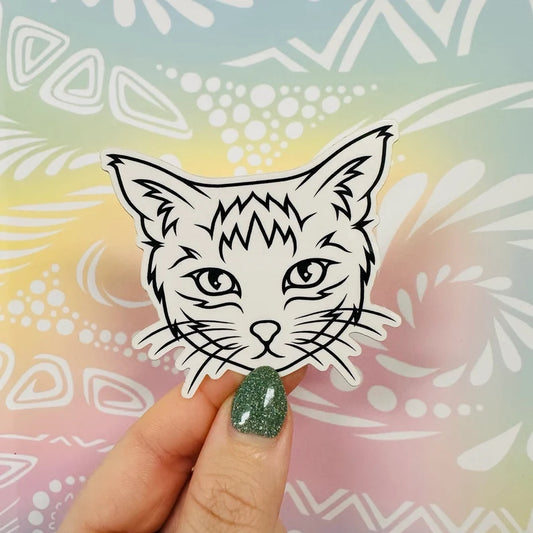 Misprinted Bubs the Cat Simple Line Waterproof Sticker