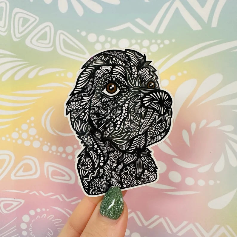 Misprinted Sadie the Dog Golden Doodle Waterproof Sticker