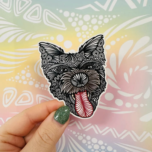 Misprinted Maggie the Dog Waterproof Sticker