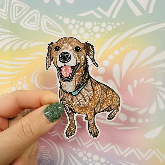 Misprinted Scout the Dog Waterproof Sticker