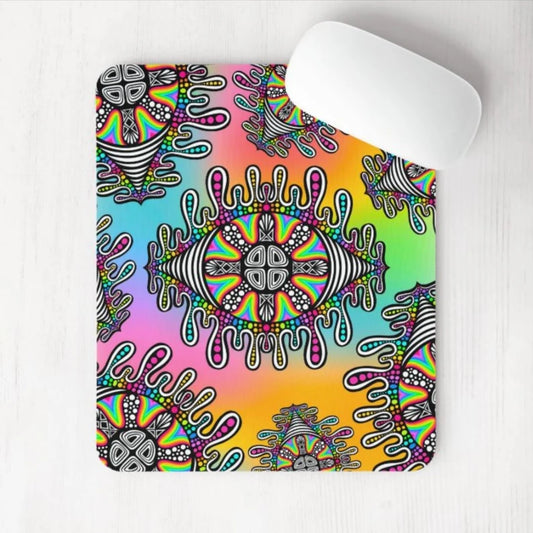 Trippy Eye Rainbow Background Mouse Pad