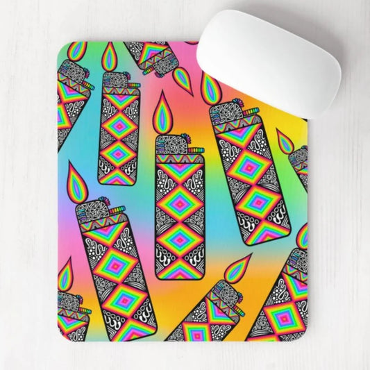 Trippy Lighter Rainbow Background Mouse Pad