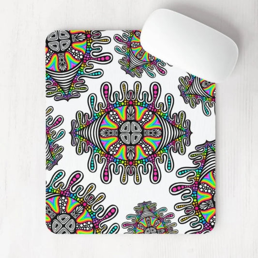 Trippy Eye White Background Mouse Pad
