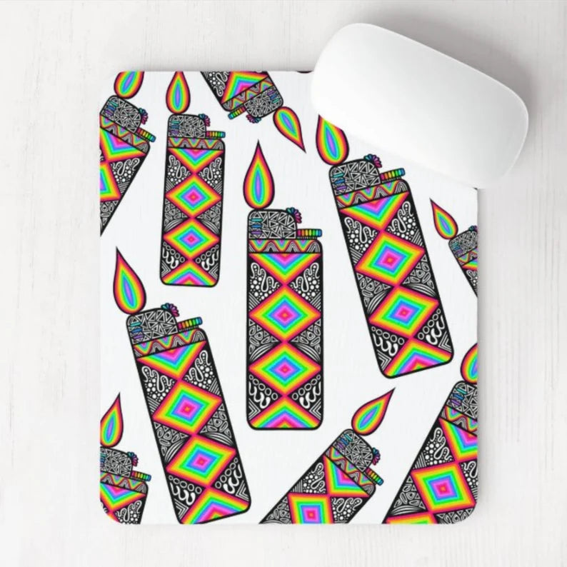 Trippy Lighter White Background Mouse Pad