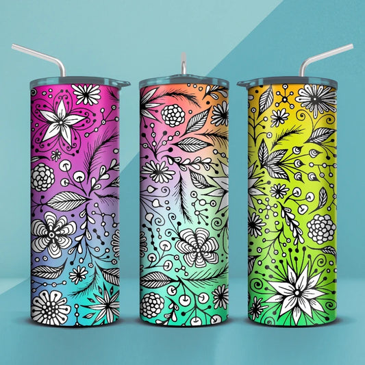 Rainbow Flowers Tumbler 20oz