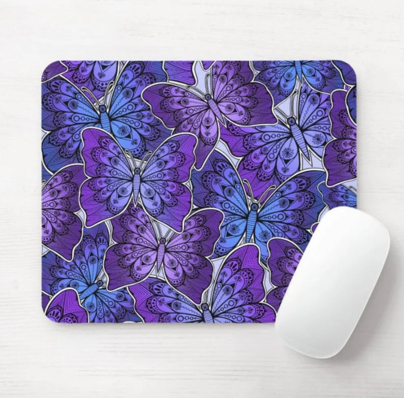Purple Butterfly Mouse Pad