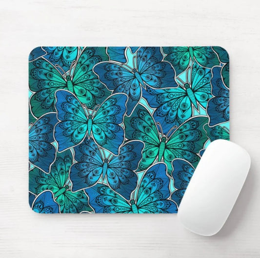 Blue Butterly Mouse Pad
