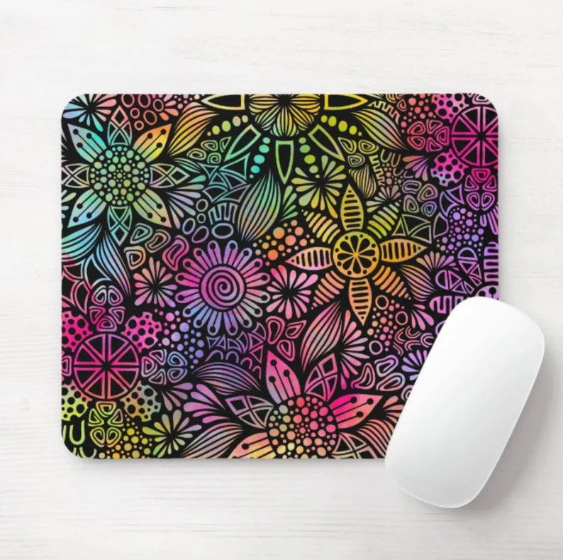 Rainbow Flowers Mouse Pad