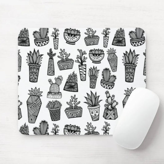 BW Succulent Mouse Pad