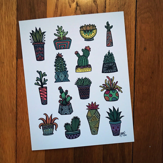 Little Colored Succulents Print